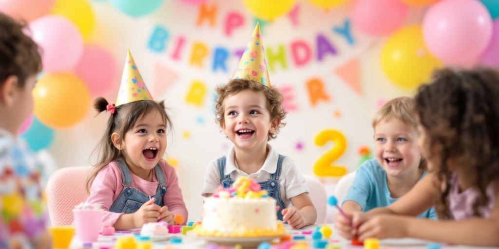 Fiesta de cumpleaños para un niño de dos años.