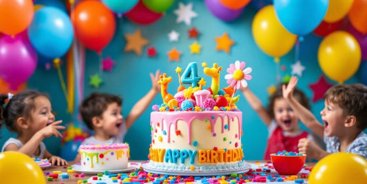 Fiesta de cumpleaños colorida para un niño de 4 años.