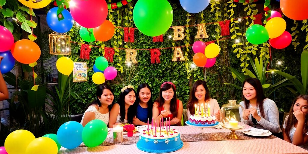 Fiesta de cumpleaños en Santa Fe, CDMX, con decoraciones.