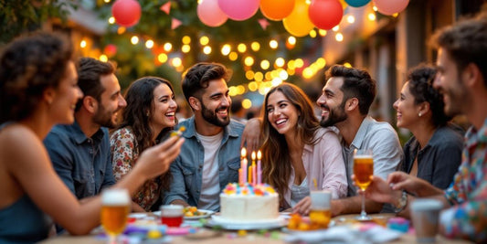 Celebración de cumpleaños en CDMX con amigos y decoraciones.